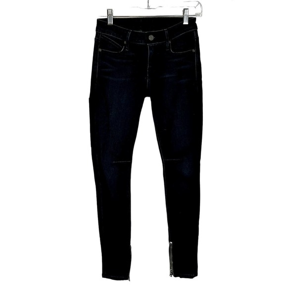 RtA Road to Awe Dark Wash Mid-Rise Skinny Jeans with Zipper Hem SZ 24 - Picture 1 of 13